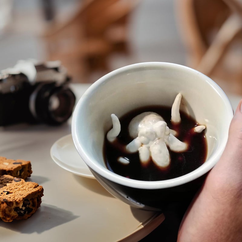 Creature Cups CTHULHU Ceramic Cup (11 Ounce, Black Exterior) - Creepy Cups - Hidden 3D Animal Inside Mug Emerges As You Drink- Birthday, Halloween, Spooky Drinkware Gift for Coffee & Tea Lovers - Image 2